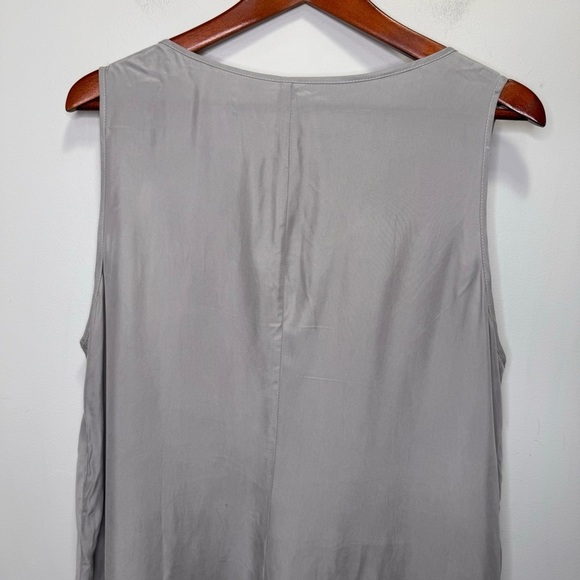 Stella Carakasi Grey Scoop Neck Lagenlook Assymetrical Hem Mid Dress Pockets - Picture 7 of 11